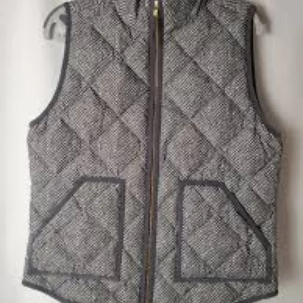 J. Crew Gray Puffer Puffy Apple PickVest with Pockets and Double Zipper, Size XS